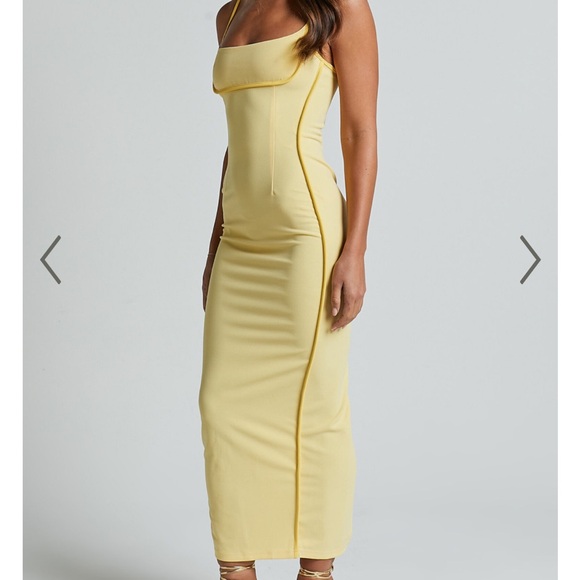 ABEGAILLE MIDI DRESS - BODYCON DRESS IN LEMON - Picture 4 of 7